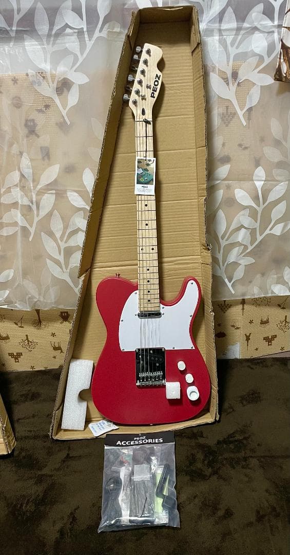 PEOZ レッド エレキギター テレキャスタータイプ 調整済 LTE-Z レジェンド アリア エレキギター テレキャスタータイプ