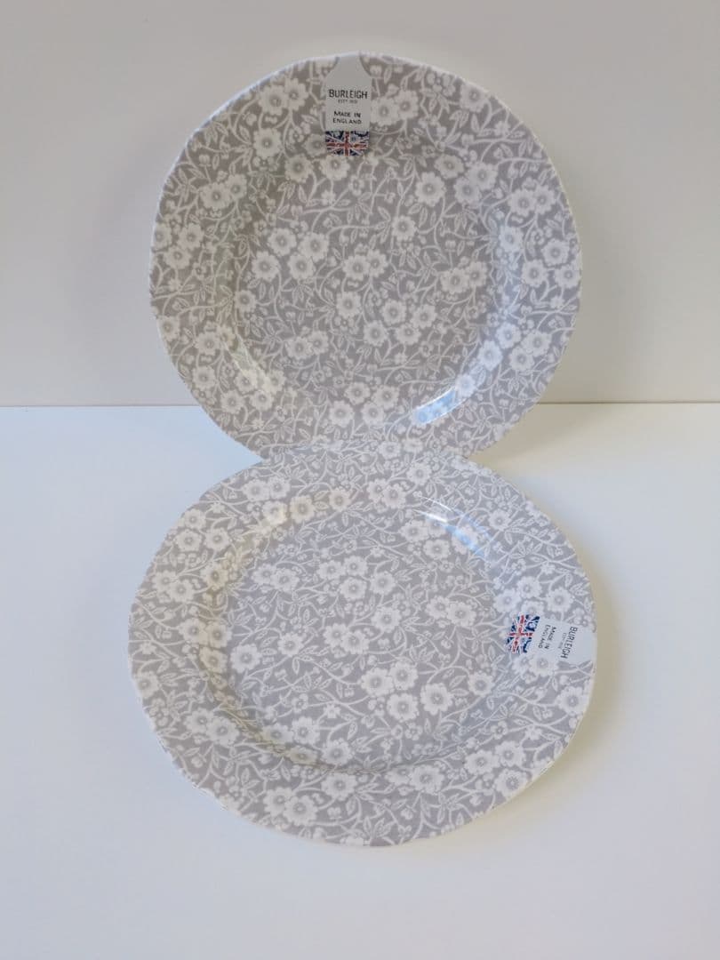バーレイ　グレーキャリコ　プレート　２枚 イギリス食器 Burleigh ダブグレイキャリコ プレートM｜バーレイ正規