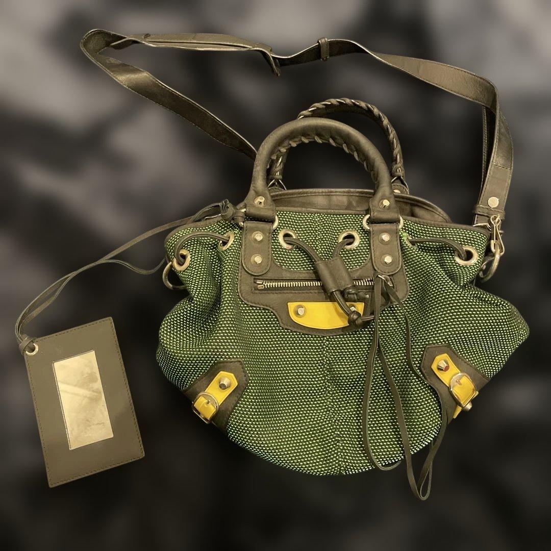 バレンシアガ ミニポンポン バレンシアガミニポンポン 2WAYバッグ 青 レディース ハンドバッグ