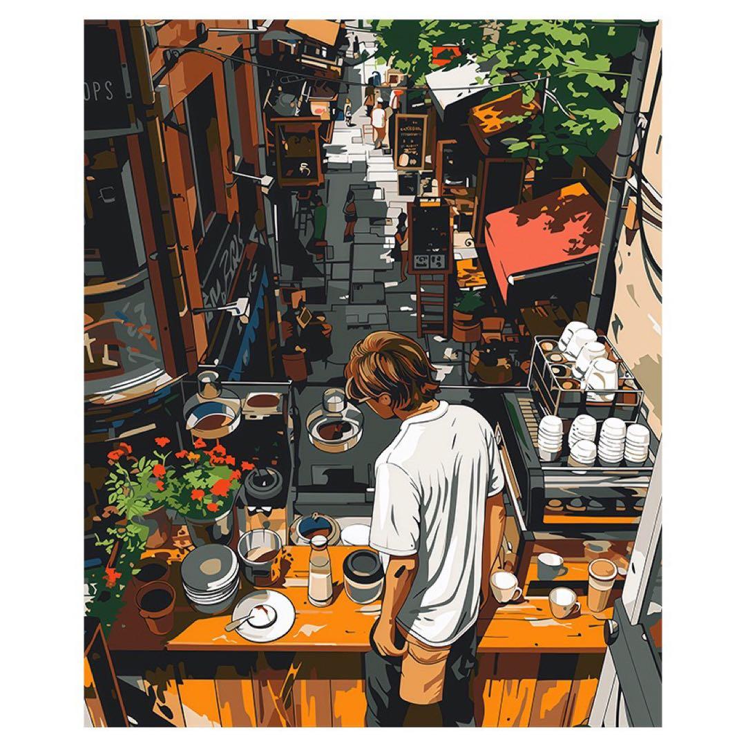 カフェの風景 イラスト A4サイズ カフェの風景イラスト - No: 24141588｜無料イラスト・フリー素材なら