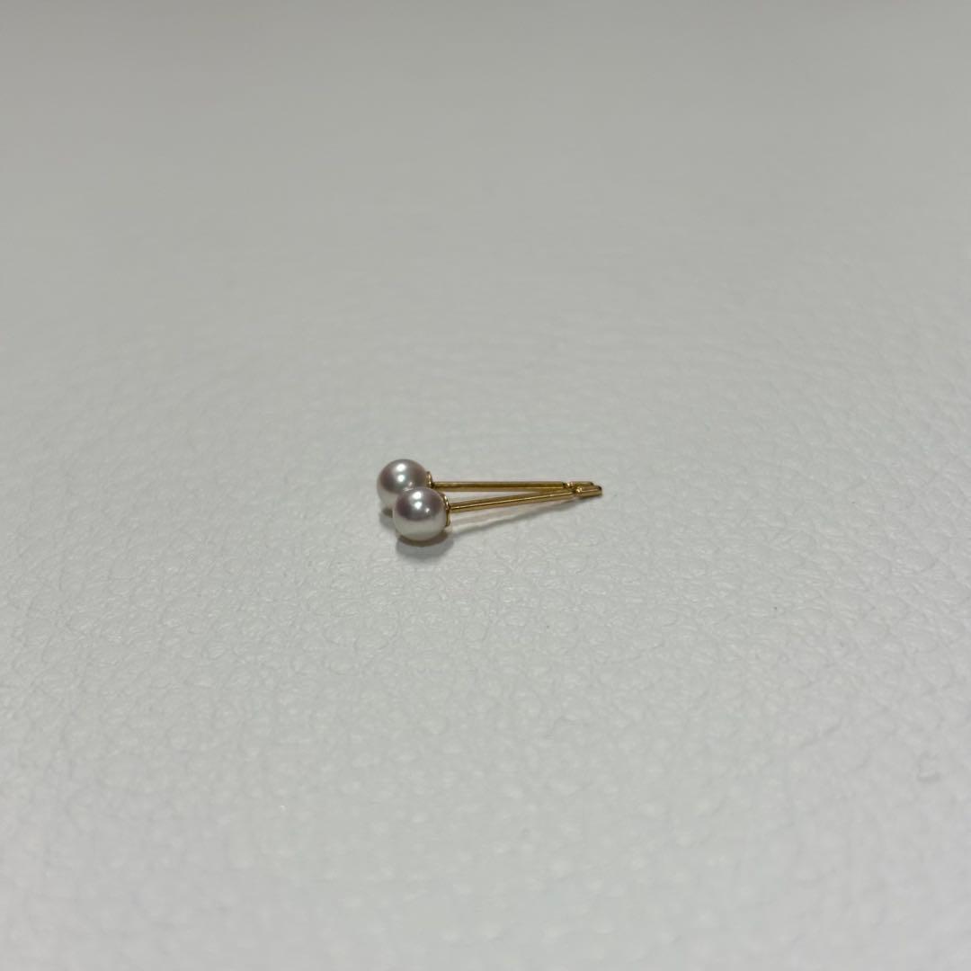 531 パールピアス　あこや真珠　3.2+3.3mm K18YG