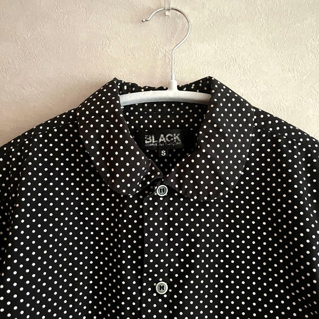 希少 08年製 ブラックコムデギャルソン ドット柄 丸襟 デザインシャツ COMME des GARCONS（コムデギャルソン） CDG ドットシャツ ブラウス