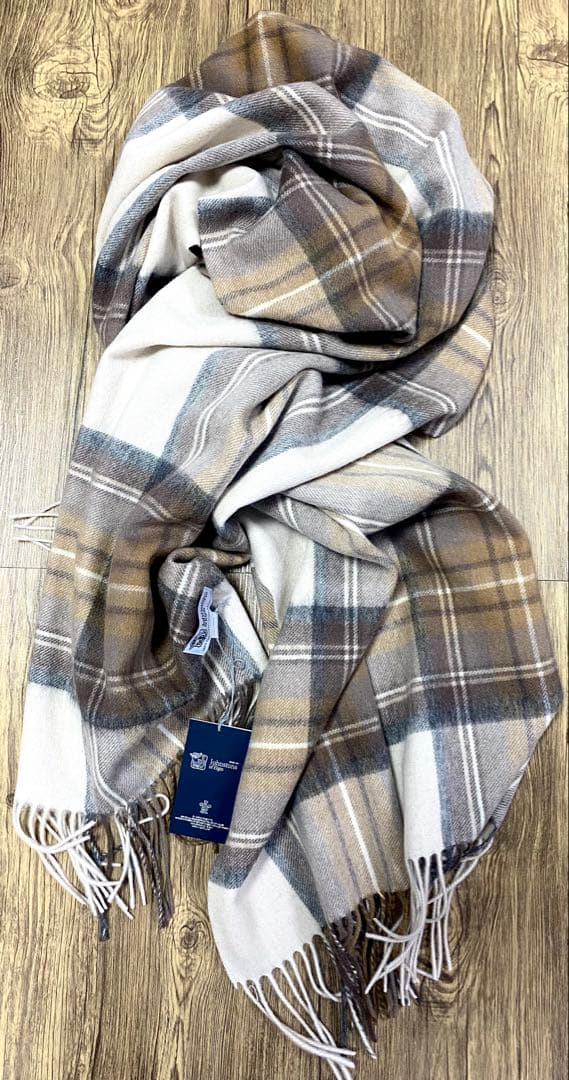 ジョンストンズ オブエルガン カシミヤ100％ 大判 ストール チェック ジョンストンズ JOHNSTONS カシミア大判 タータンチェックストール 190