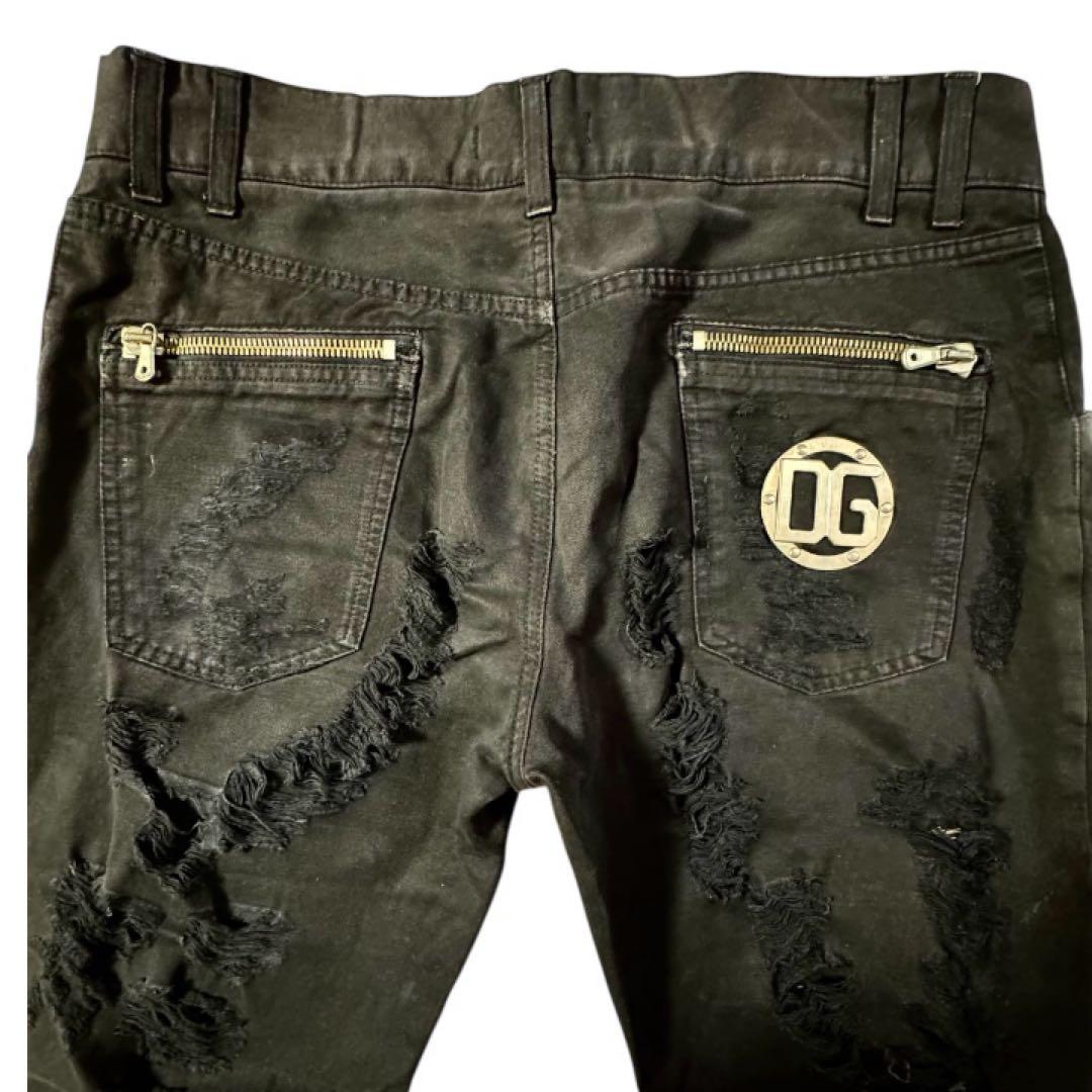 希少　ドルガバ　D&G クラッシュデニム　ダメージ　ロゴ　54 y2k ドルチェ&ガッバーナDOLCE&GABBANA ステッチデザインクラッシュデニム