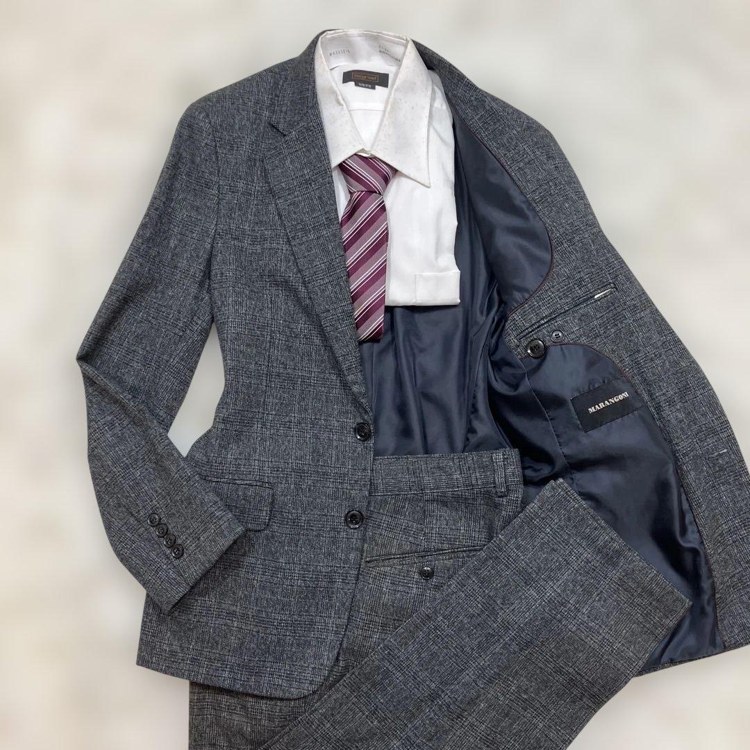 極美品 スーツセットアップ グレンチェック ダークグレー XLサイズ MIYUKI TOPグレーシャドーグレンチェックスリーピーススーツ（スーツ
