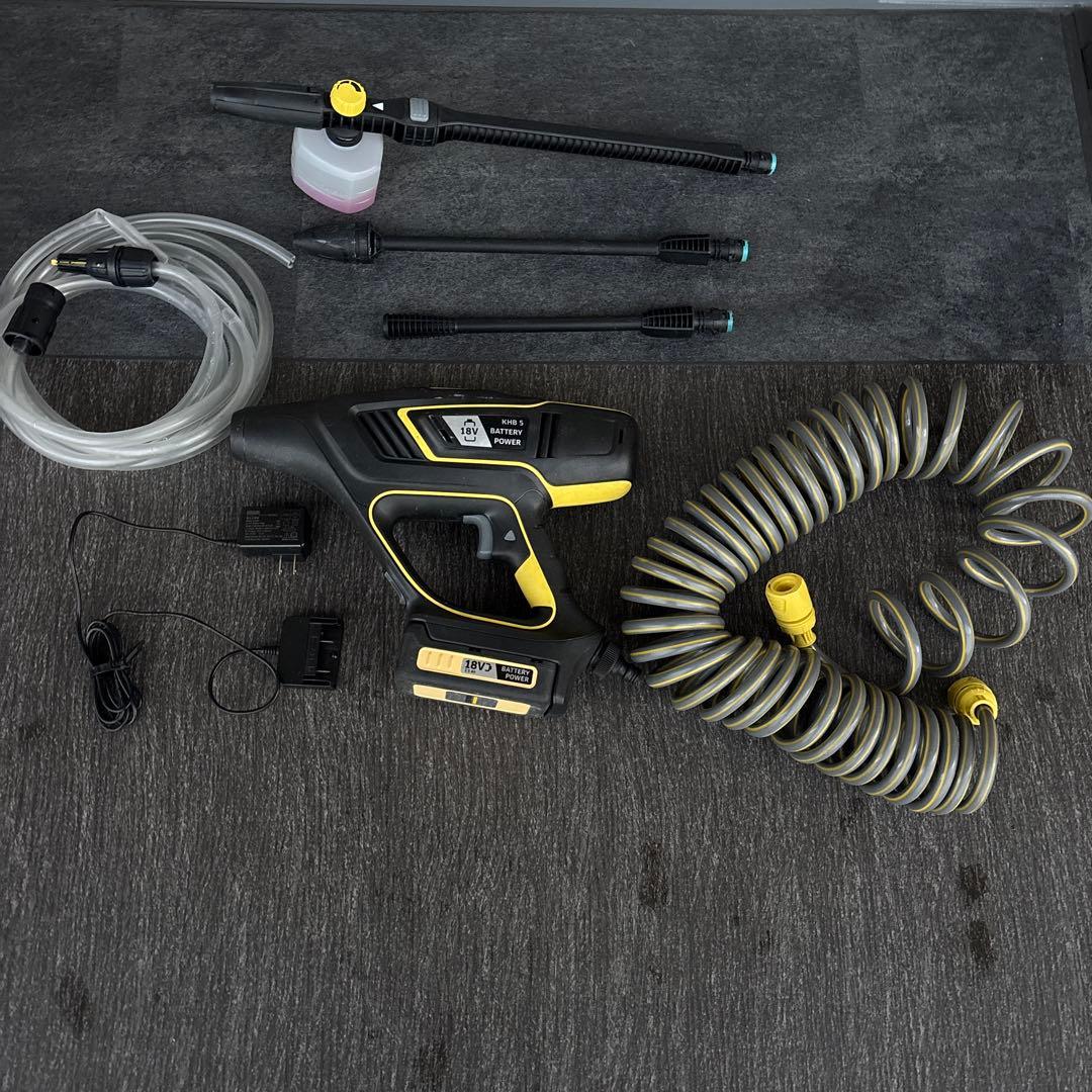 値下げ‼️ケルヒャー KHB5 高圧洗浄機ノズル3本&純正スパイラルホースセット KHB 5 バッテリーセット- モバイル高圧洗浄機 | ケルヒャー