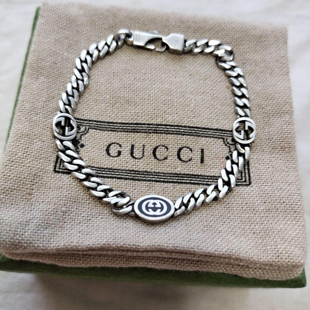 再出品 GUCCI グッチ エナメルインターロッキングG 喜平ブレスレット17号 GUCCI】インターロッキングG ブレスレット (GUCCI/ブレスレット