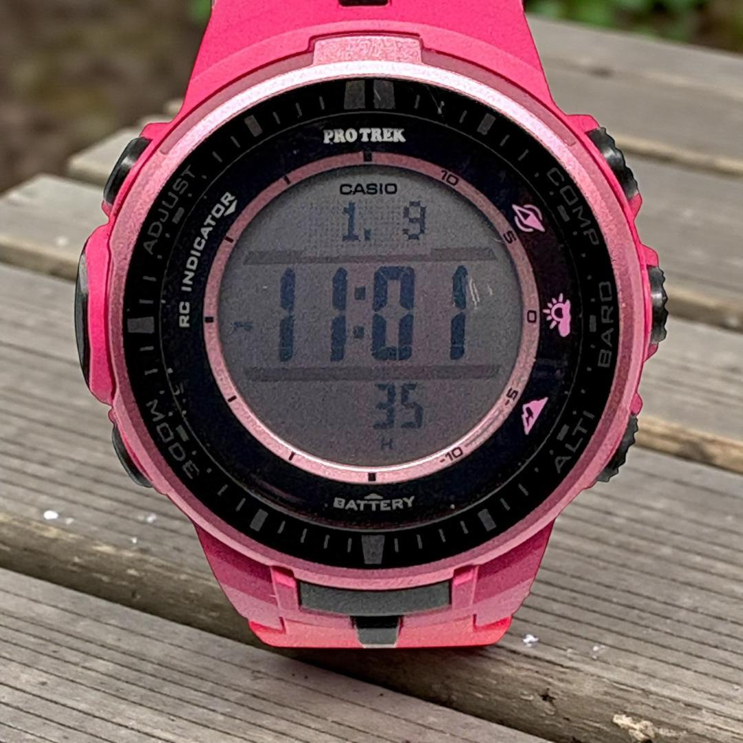 【希少】PROTREK プロトレック　PRW-3000 カシオ　ピンク 腕時計 カシオ 腕時計 プロトレック PRW-3000 メンズ ラバーベルト ピンク