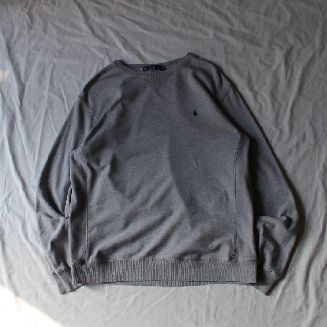 90s Polo by Ralph Lauren グレー スウェット リバース 90's Polo Ralph Lauren 前V R/W Type Sweat XXL / ポロ ラルフ