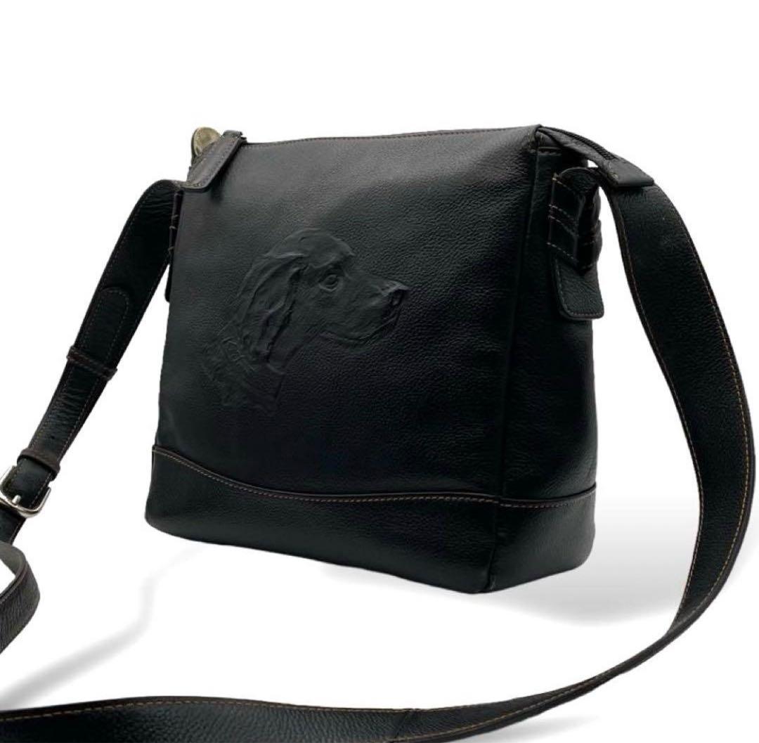 キタムラ kitamura 黒レザー 犬型押し ショルダーバッグ - メルカリ