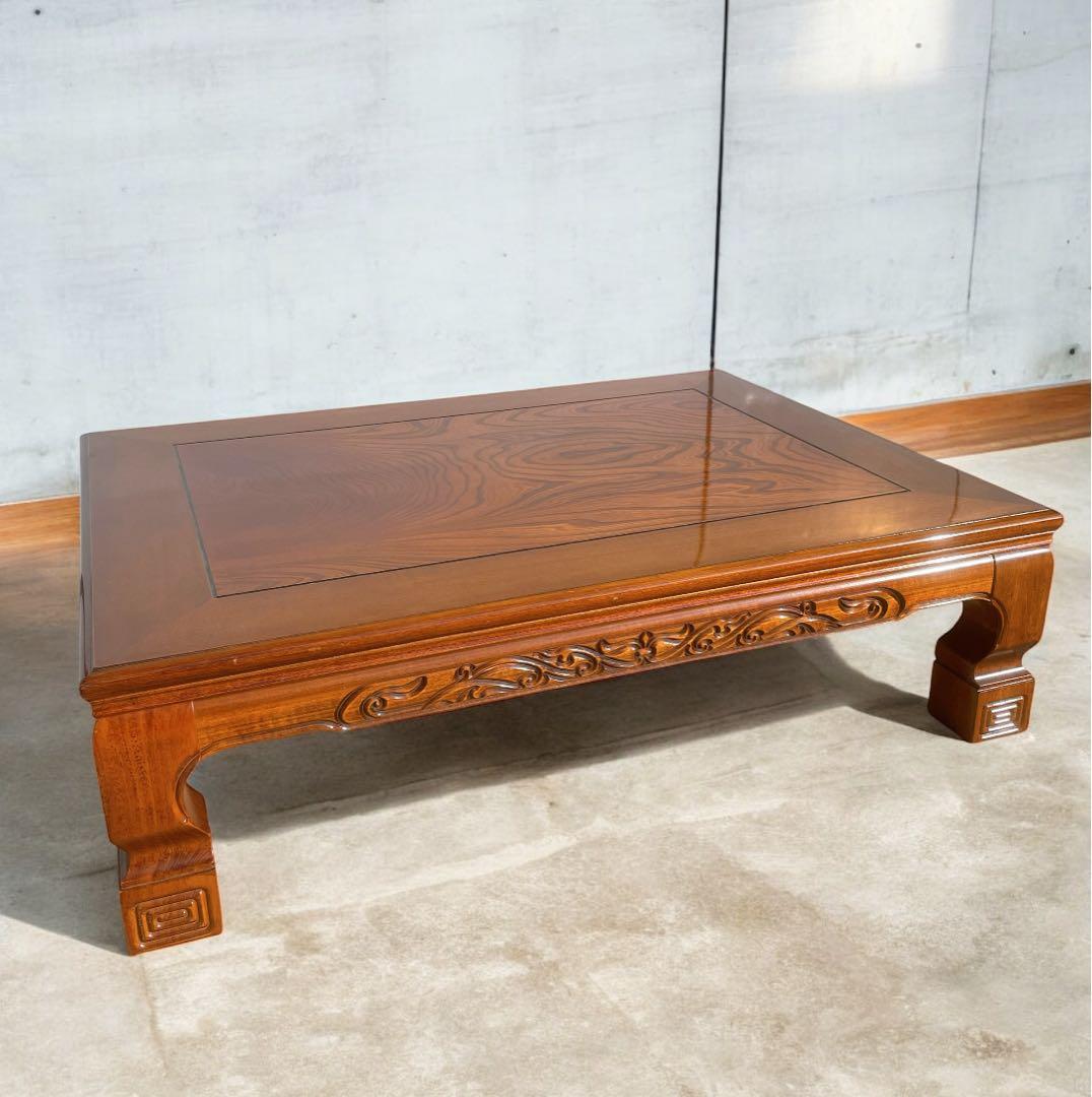 唐木家具 彫刻 花梨家具 木製座卓 ダークブラウン 和室 アンティーク 楽天市場】無垢座卓 カリン材 日本製 漆仕上げ 唐木 伝統工芸師 源