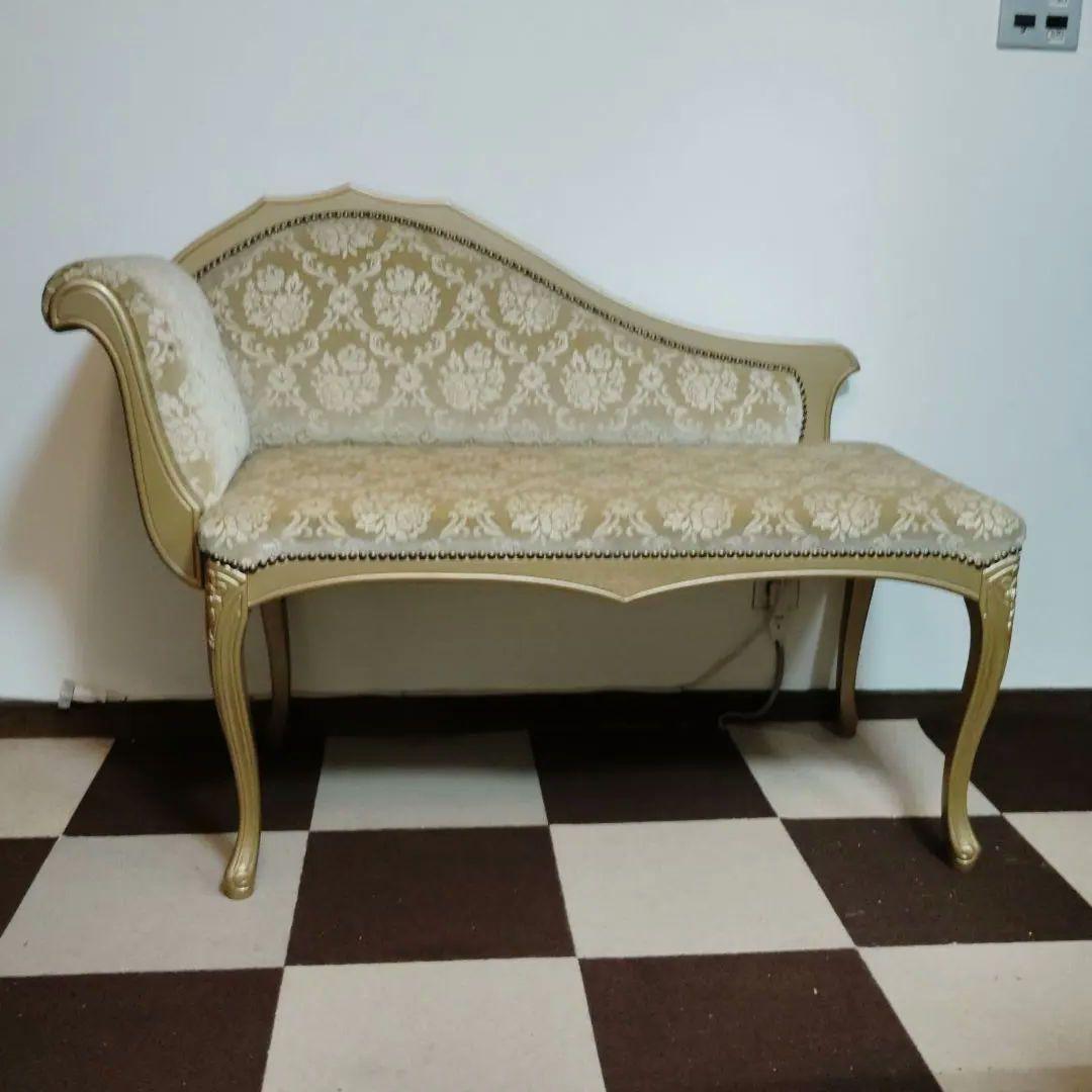 クラシック花柄クリーム色ソファ 輸入家具 クィーンロココ クラシックソファ 3P 三人掛け グラース