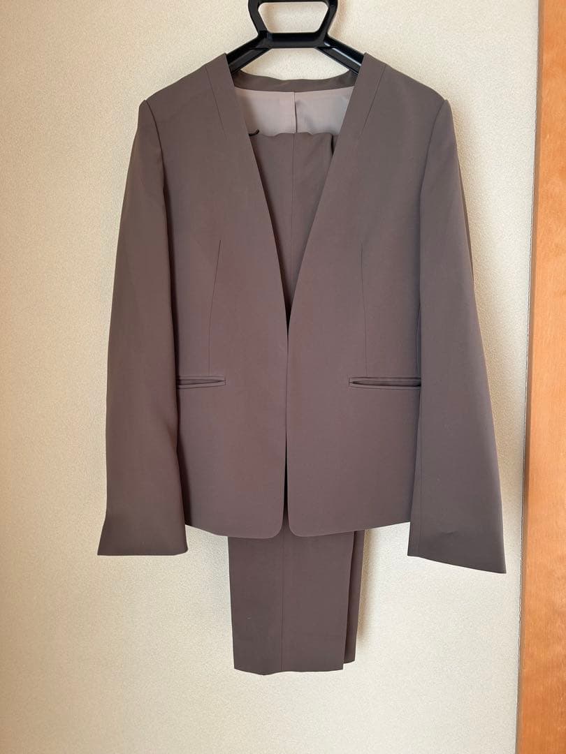 （美品）AOKI LES MUESスーツセット（上7号、下5号）mework LES MUES Femme AOKI スーツ セット ブラック M アオキ セットアップ