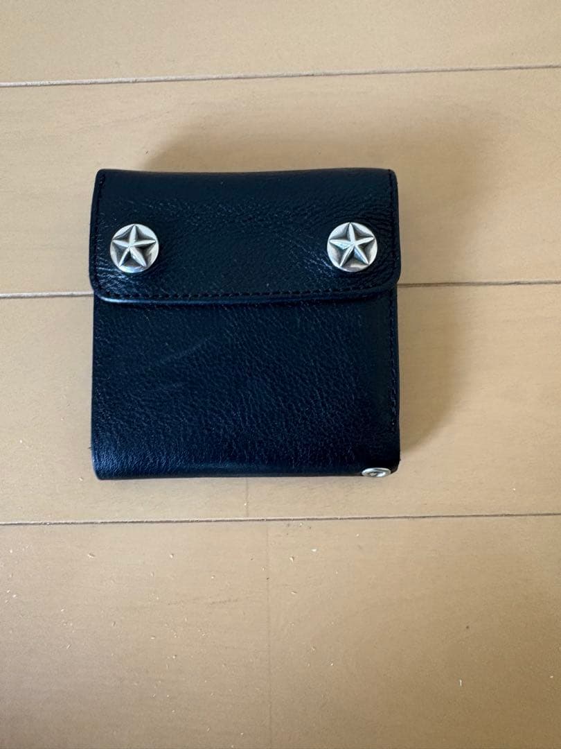 calee silver star concho 三つ折り財布 CALEE - SILVER STAR CONCHO FLAP LEATHER HALF WALLET (BLACK