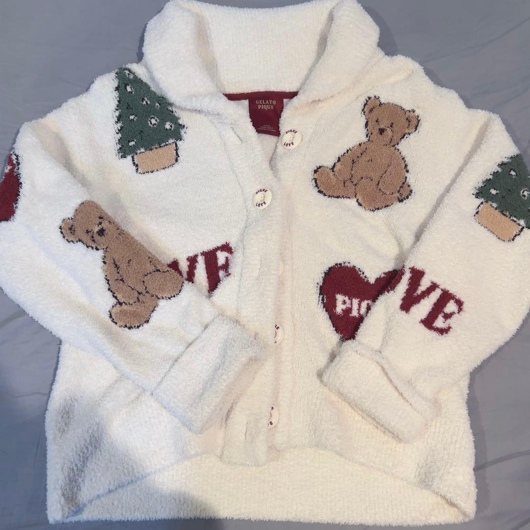 ジェラートピケ ジェラピケ ルームウェア カーディガン クリスマス 白 gelato pique（ジェラートピケ） パジャマ ルームウェア ラメフェザー