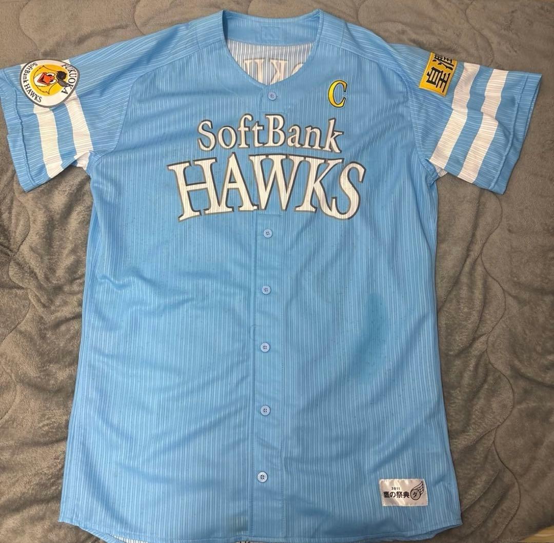 福岡SBH鷹の祭典2011 現監督　小久保裕紀現役時着用サイン入りユニフォーム ソフトバンク 2011 「鷹の祭典 翔ぶんダ！2011」 チャンピオンブルー