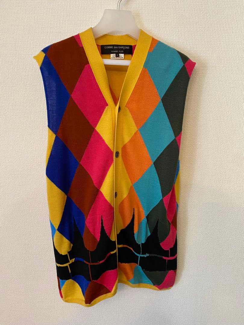 値引き可 コムデギャルソンオムプリュス 2023SS アーガイル ニットベスト コムデギャルソンオムプリュスCOMME des GARCONS HOMME PLUS 初期縮絨