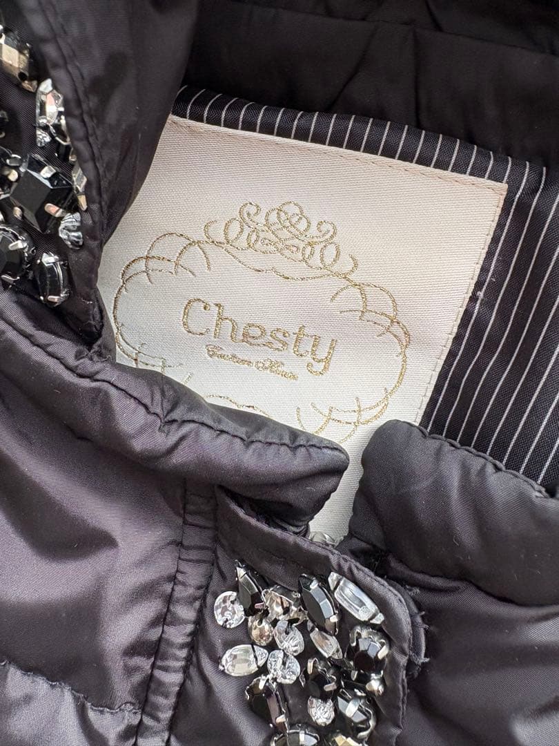 チェスティ ビジュー ダウンコート ブラック フリル 0 - メルカリ