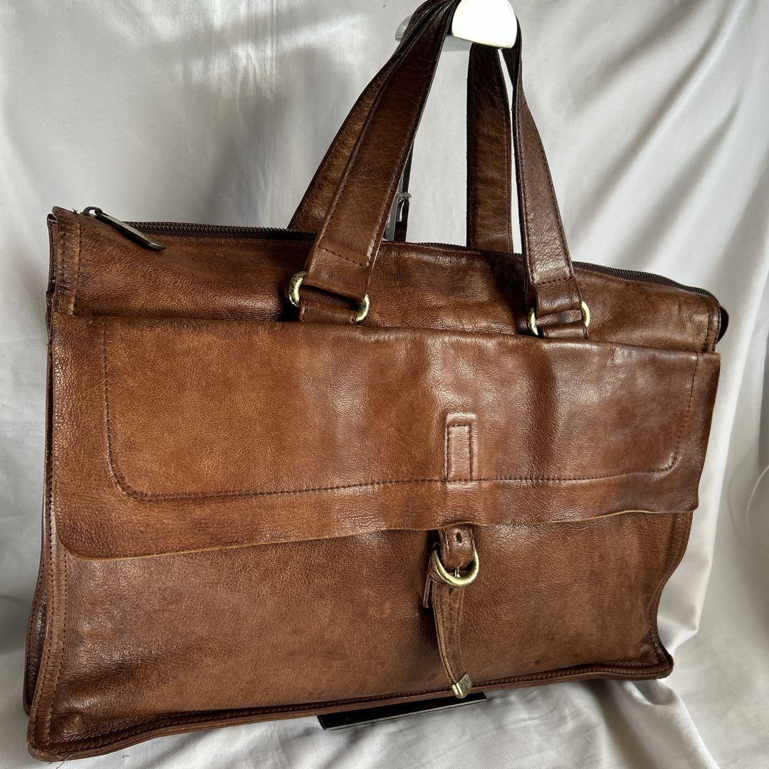 【希少】dan genten ビジネスバッグ ブリーフケース オールレザー A4 装いを引き締める、深い墨黒のヌメ革。 ビジネスバッグとフラグメント