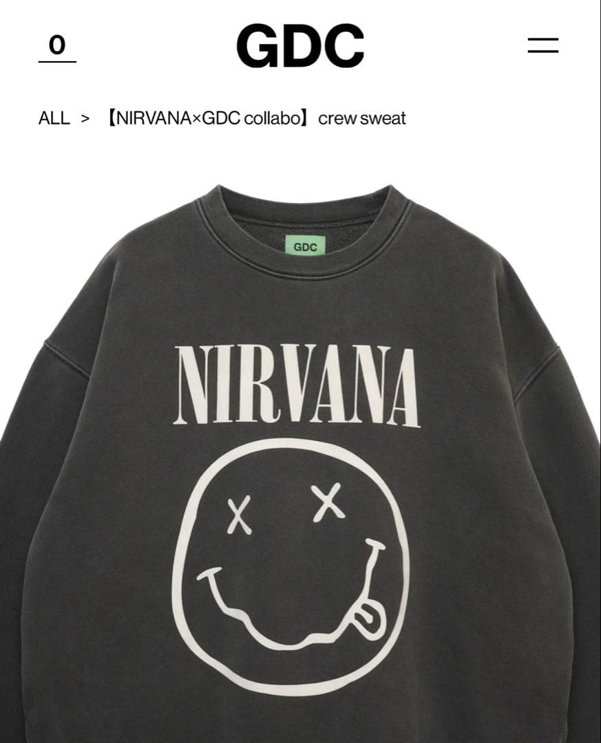 NIRVANA×GDC collabo crew sweat キムタク着用 NIRVANA×GDC Collabo Crew Sweat キムタク着 XL - メルカリ
