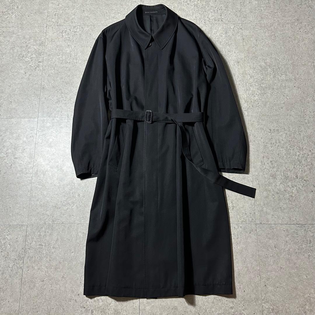 10AW 美品 Y's for men 黒 ウール ロング ステンカラー コート Y's for men yohji yamamoto 黒 ウールギャバジン デザインロングコー