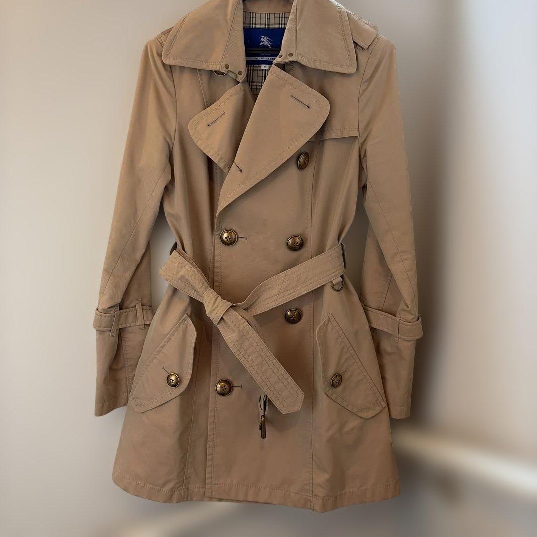 バーバリー ブルーレーベル トレンチコート 38 ベージュ ノバチェック