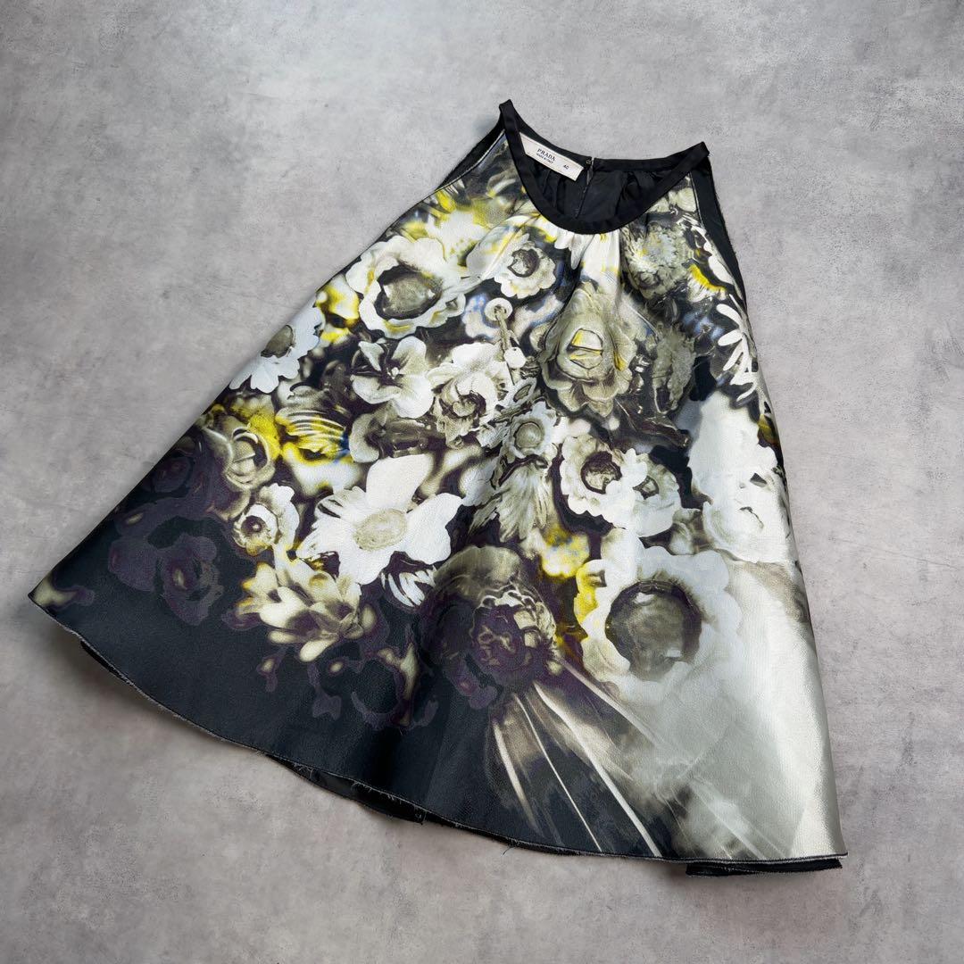 【PRADA】バックオープンキャミソール シルク混 イタリア製 40 M 黒 ☆プラダ☆ レザー トリミング クロスボディバッグ (PRADA/ショルダー