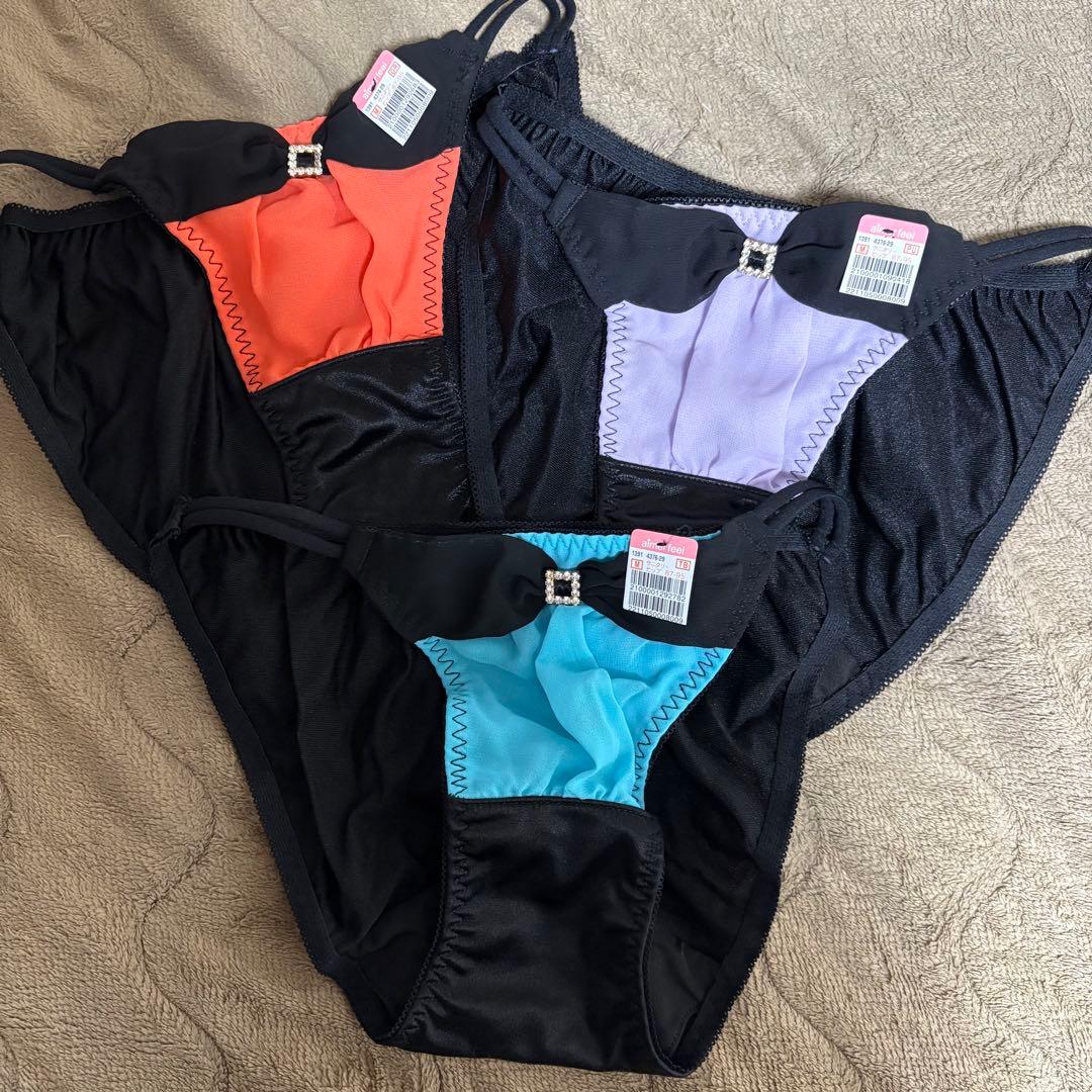 エメフィールaimerfeelサニタリーショーツサテン3枚セット サテン カシュクールレース サニタリーショーツ- aimerfeel