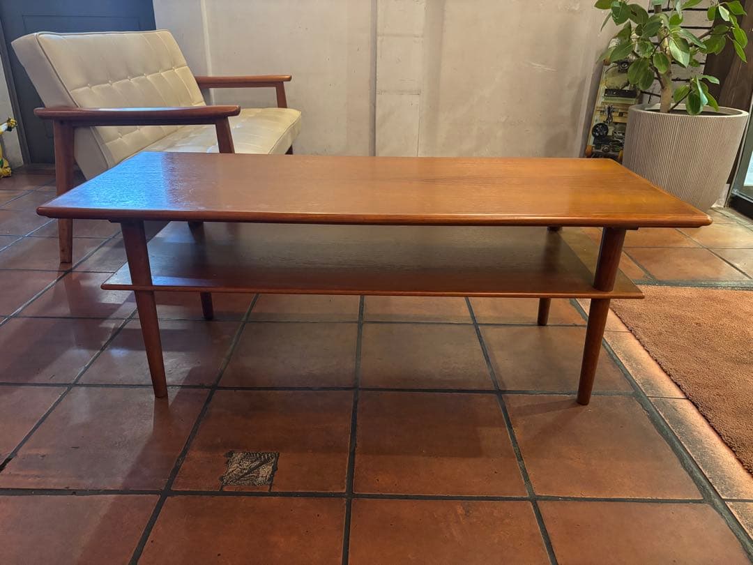 【お値下げ/引取り専用】上質アンティーク木製センターテーブル 北欧 天然木オイル仕上げ アンティーク 引き出し 棚付 ローテーブル 幅