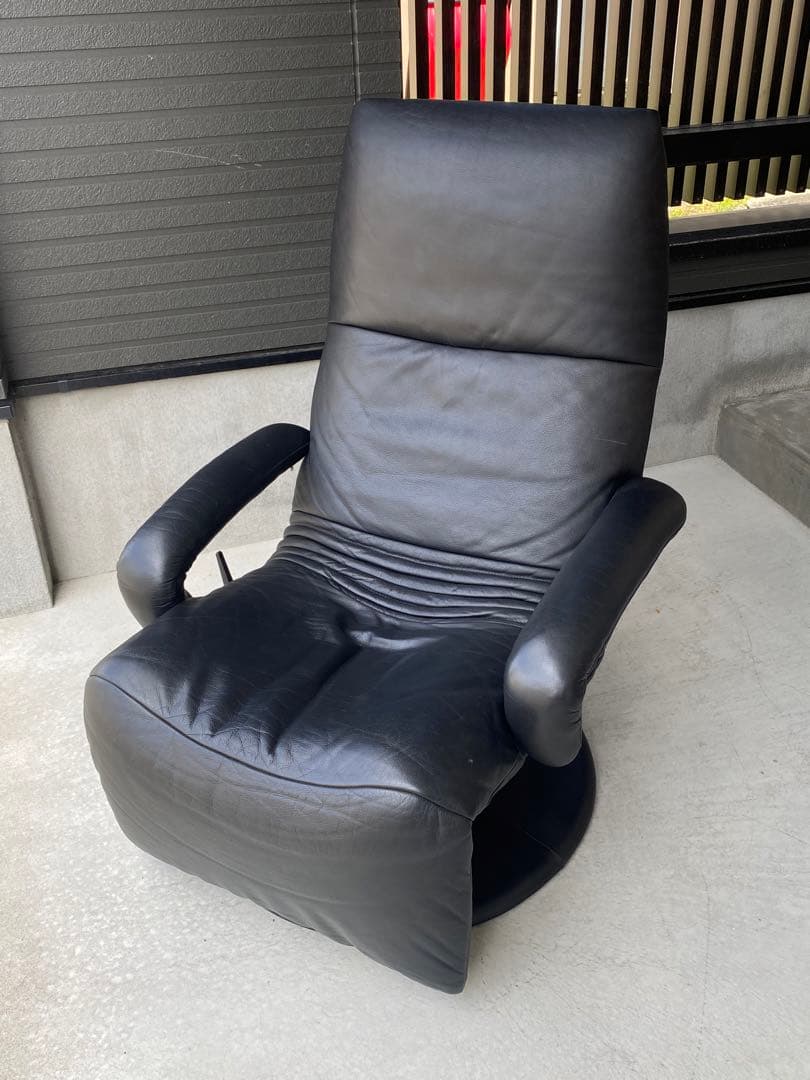 自宅保管品 maruni / マルニ リクライニングチェア 本革 レザー 黒 マルニ maruni / Japan maruni リクライニングチェア&オットマン