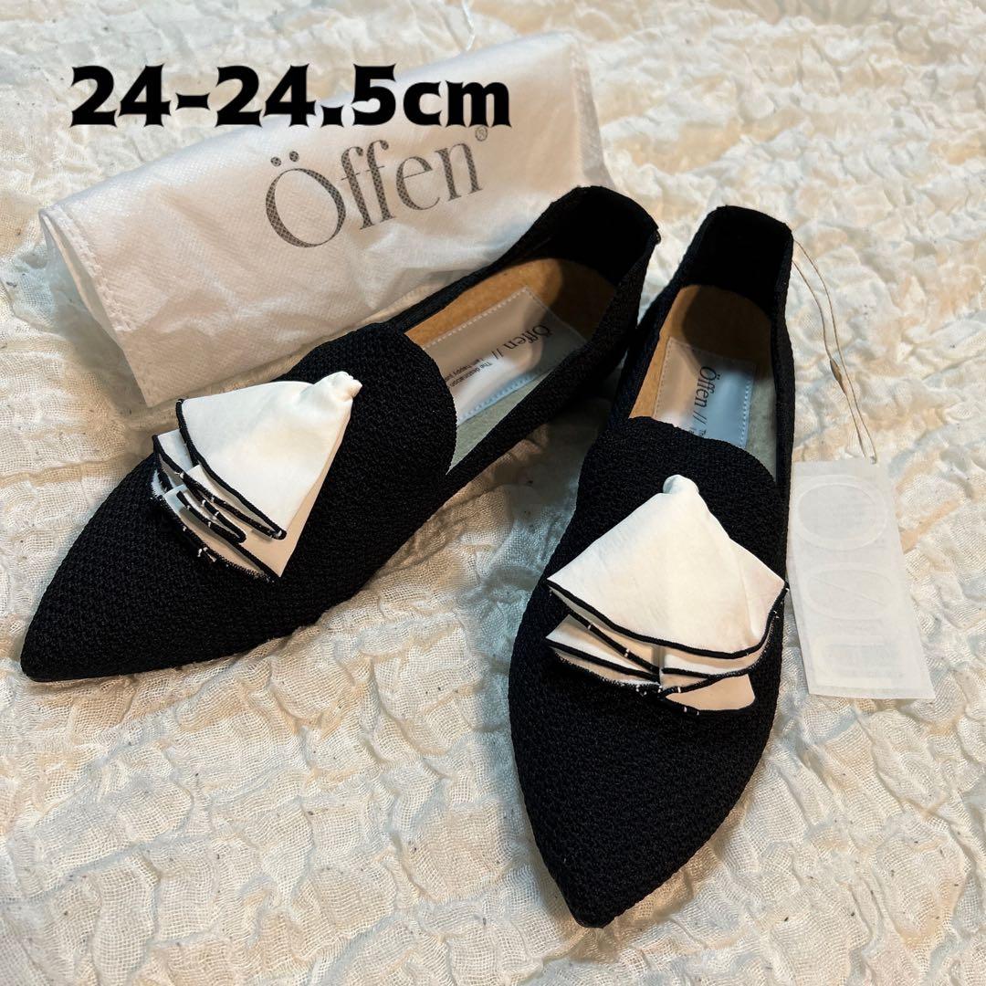 新品未使用Offen オッフェン スカラップ ニットパンプス ブラック38 24 pointedboots-SCALLOP / BLACK | Offen