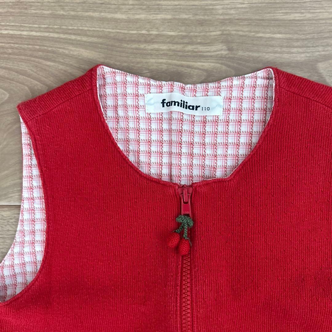 ファミリア ワンピース110cm 赤 前開き ふぁみちゃん さくらんぼ