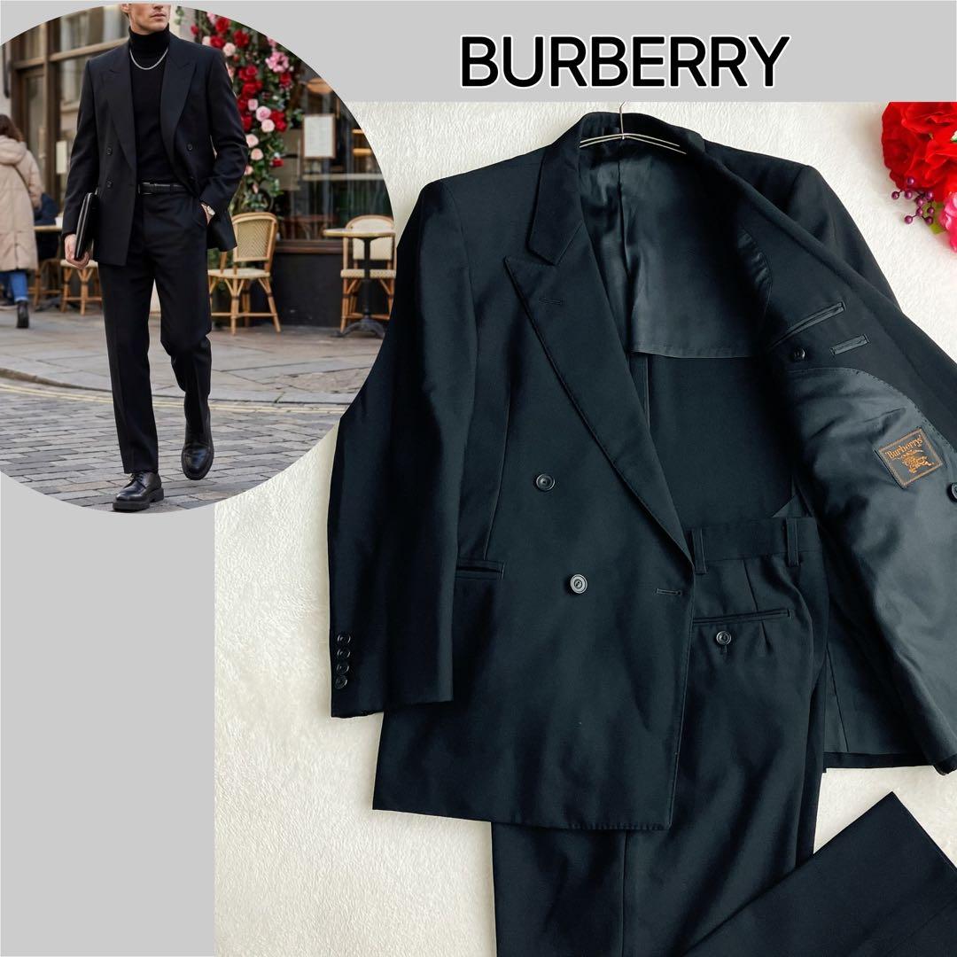 バーバリー☆ブラックフォーマル ダブルスーツ セットアップ ウール