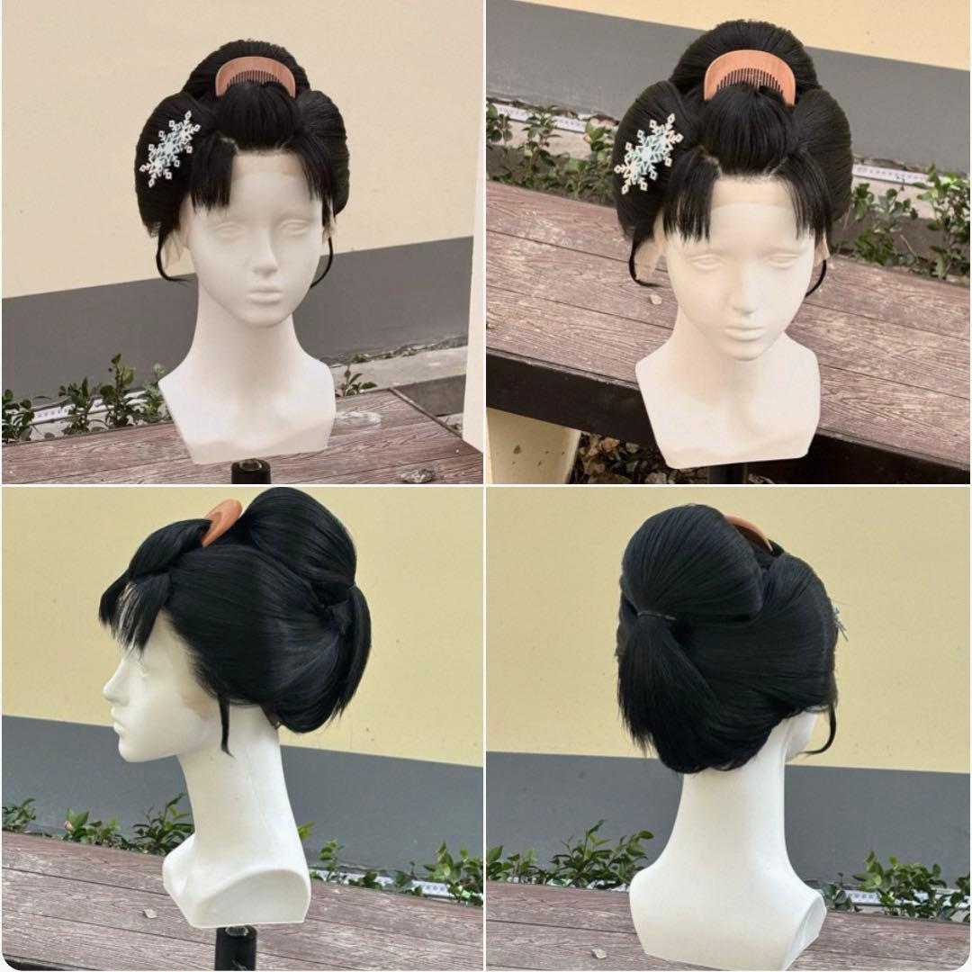 は*む様 鬼滅の刃　恋雪　コスプレウイッグ　セット済み コスプレ耐熱ウィッグ オーダー キャラクター造形ウィッグ ブラック or