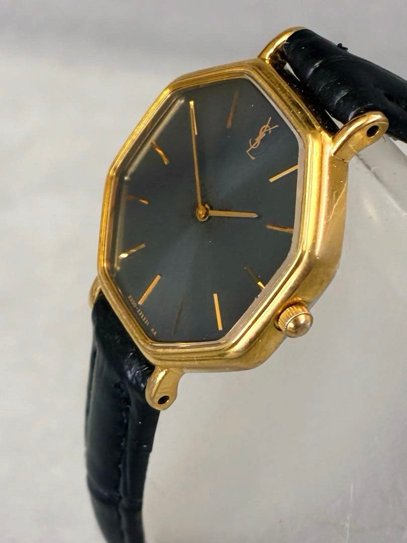 YSL イヴサンローラン レディース腕時計 ゴールド オクタゴン 稼働