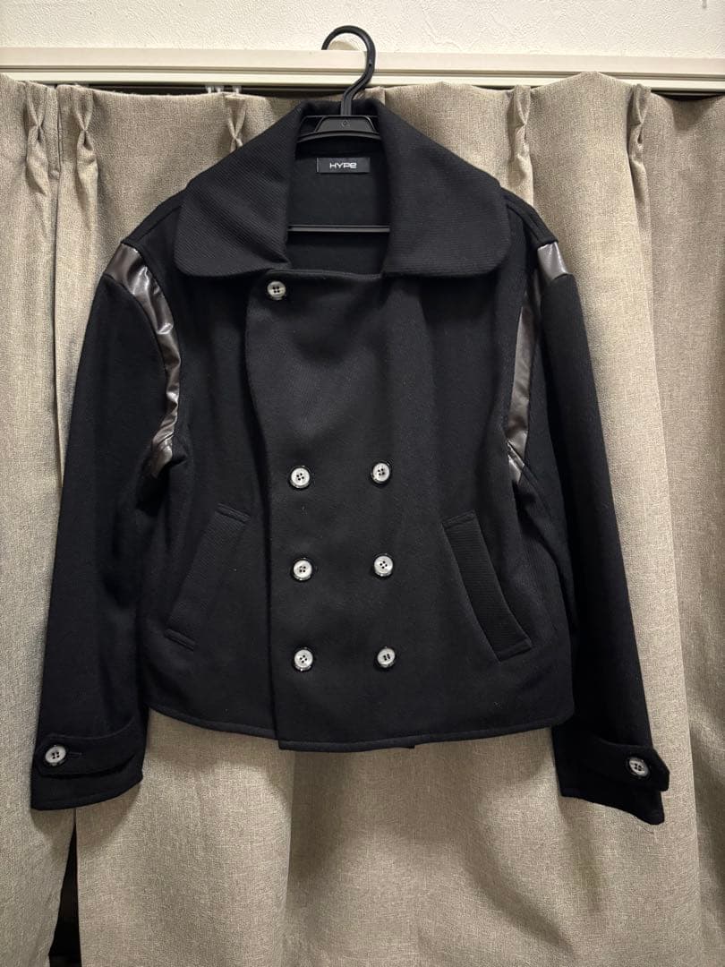 ジャケット・アウター Hype-12 bi-color P-coat Mens Fake Two Piece Hooded Coat Jacket Outerwear Streetwear Hip