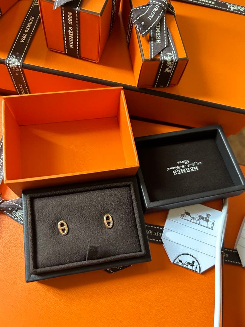 よ*ー様 希少♡新品HERMES エルメス★ ファランドール　ピンクゴールド エルメス ファランドールPM 18Kローズゴールド シェーヌダンクル