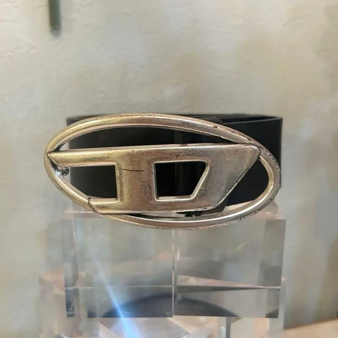 DIESEL レザーベルト ブラック 75 メンズ レザーベルト DIESEL LOGO B-BISCOTTO OUTLINE（ベルト