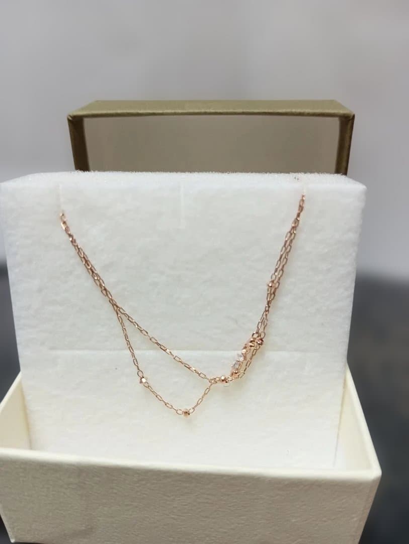 ★k10金　2連ダブルチェーンブレスレットダイヤ値下げ！ デザインチェーン ブレスレット 2連 エクレア ペタル ダブルスクリュー