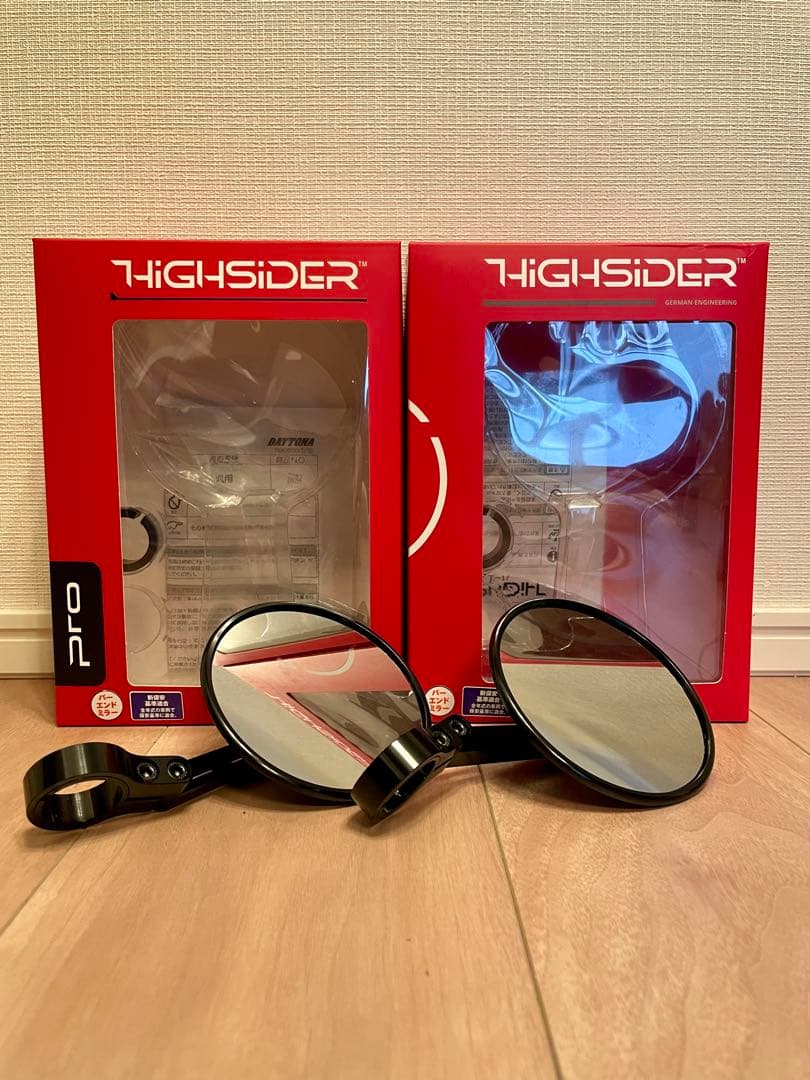 【美品】デイトナ　ハイサイダー　バーエンドミラー モンタナII 2本 HIGHSIDER バーエンドミラー モンタナ2 ブラック アダプター別売（新