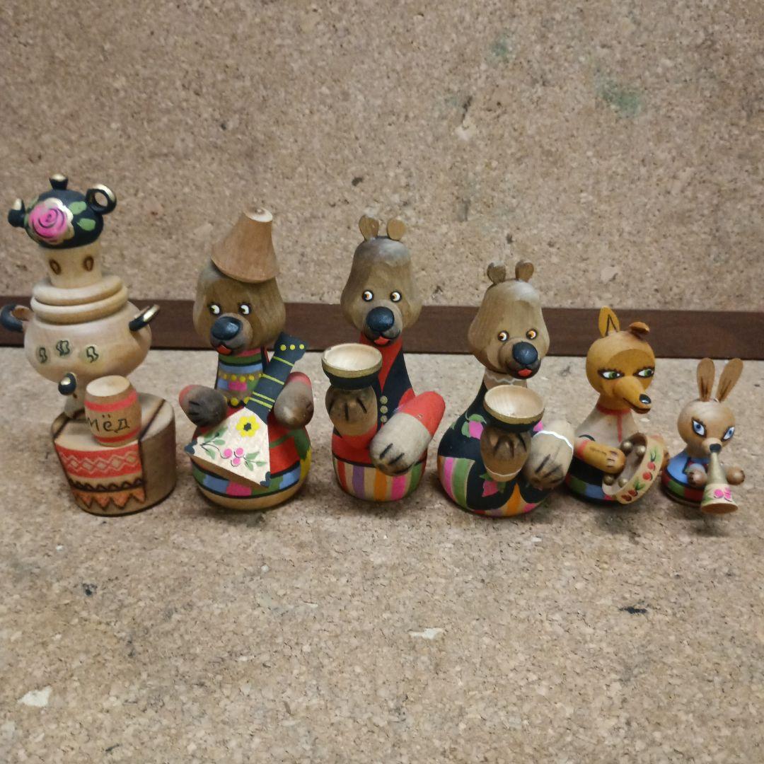 メ*7様 3970）ロシア製木製動物人形　置物　6体　ソビエト連邦時代 メ*7様 3970）ロシア製木製動物人形 置物 6体 ソビエト連邦時代
