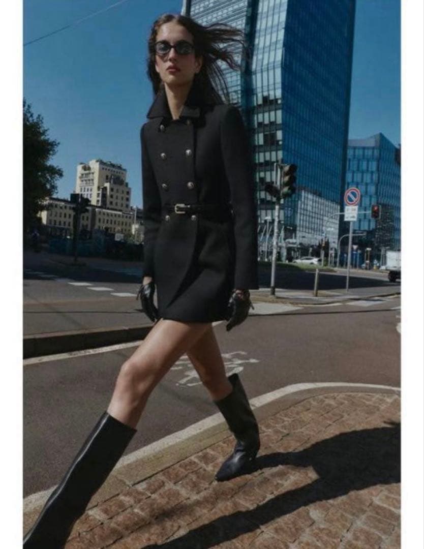 ZARA ウール混紡ショート丈ダブルブレストコート L ZARA - ZARA 新品 ウール混紡ショート丈ダブルブレストコートの通販 by