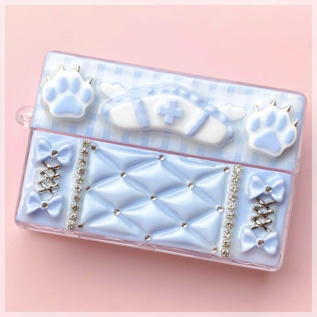 現品iQOSヒートスティックデコケース水色スカイブルーキルティング天使