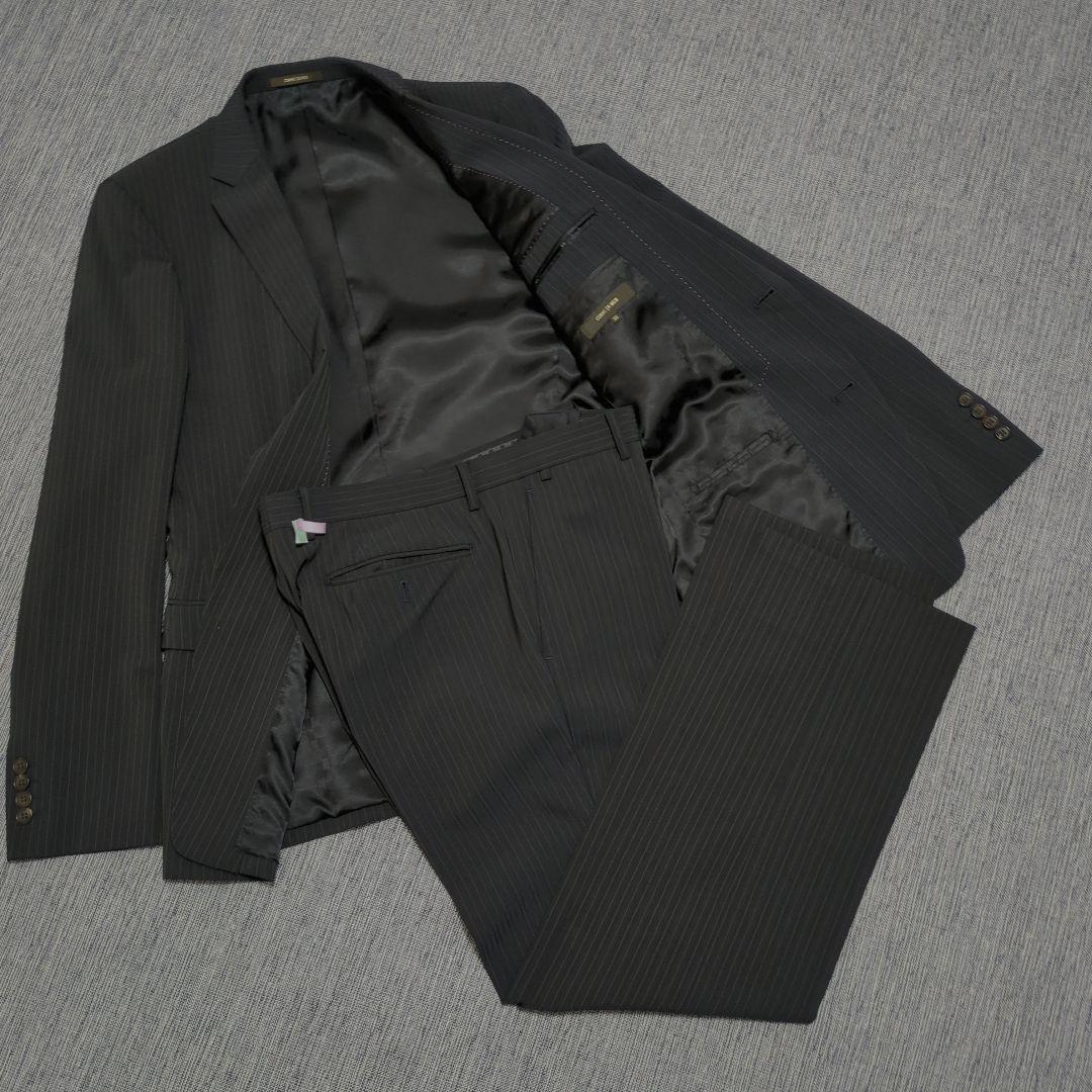 【美品】コムサメン　シングルストライプスーツセットアップ濃紺 サイズLL セール】 シャドーストライプスーツ （セットアップ）｜COMME CA MEN