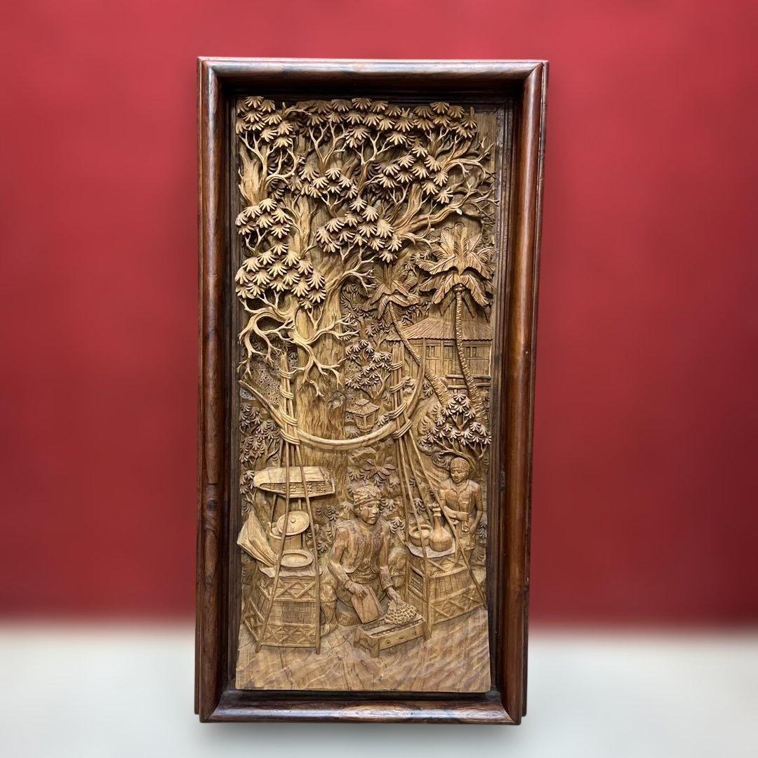 時代　木彫　浮き彫りの額A 約95×49.5㎝　東さ8-0131① 楽天市場】置物 左馬 8寸3分 台座付 唯一無二の彫り方 伝統技法 高彫り
