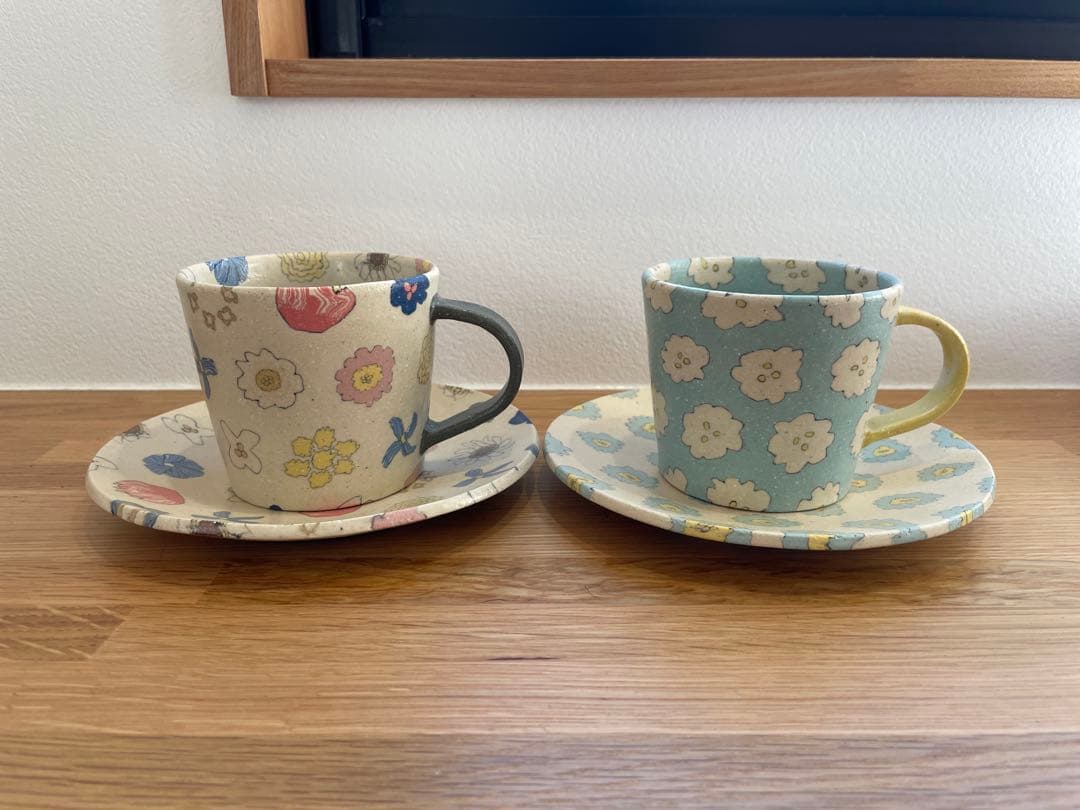 作家　田中ちあき　カップ　ソーサー　2つ 田中ちあきの練り込みの器 - 力丸雑貨店 作家の器（うつわ）と雑貨の