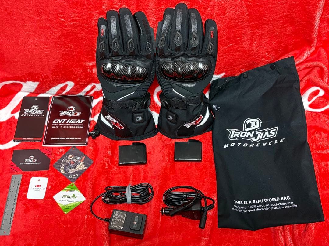 【IRON JIAS】カーボンナノチューブ／／／電熱グローブ　size:XL IRON JIAS バイク用 電熱グローブ ヒーター手袋 防水 防寒 ヒーター