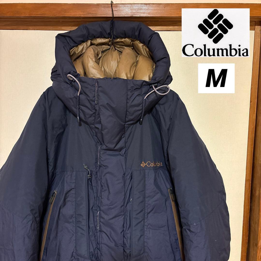 【美品】Columbia コロンビア フードダウンジャケット メンズM ネイビー 95/M Columbia コロンビア ダウンジャケット OMNI-HEAT ネイビー