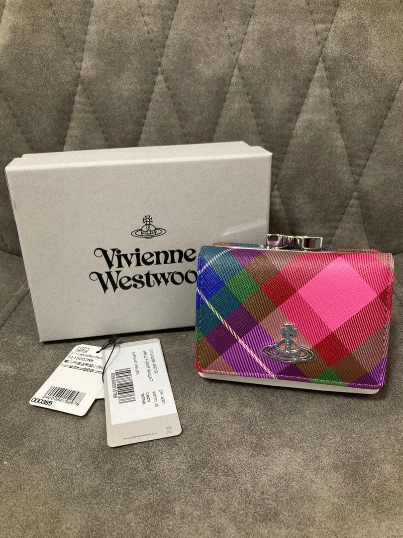 【新品】ヴィヴィアン タータンチェック 3つ折り財布 がま口 Vivienne Westwood（ヴィヴィアンウエストウッド） ヴィヴィアン