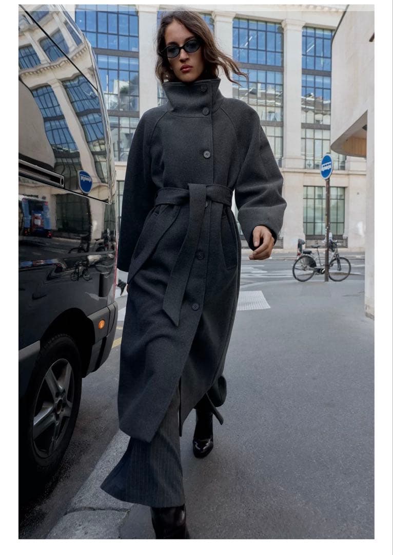 【在庫完売品】ZARA ソフトハイネックベルトコート　XS 完売品！ZARA ソフトハイネックベルトコート - メルカリ